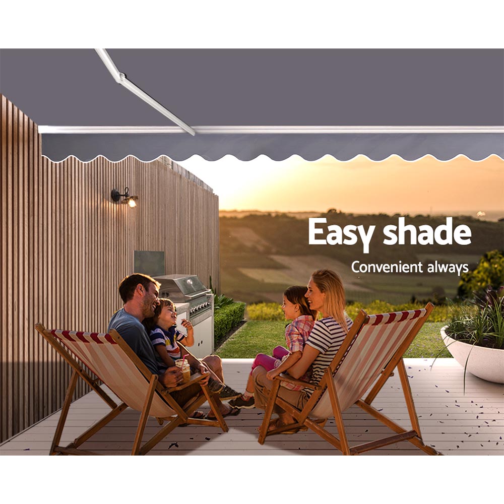 Retractable Folding Arm Awning Motorised Sunshade 2.5Mx2M Grey