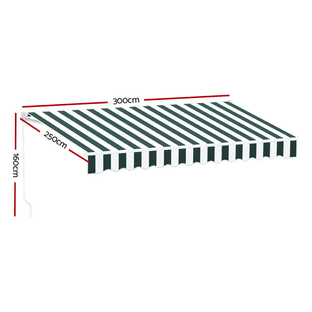Retractable Folding Arm Awning Motorised Remoter Sunshade 2.5Mx2M