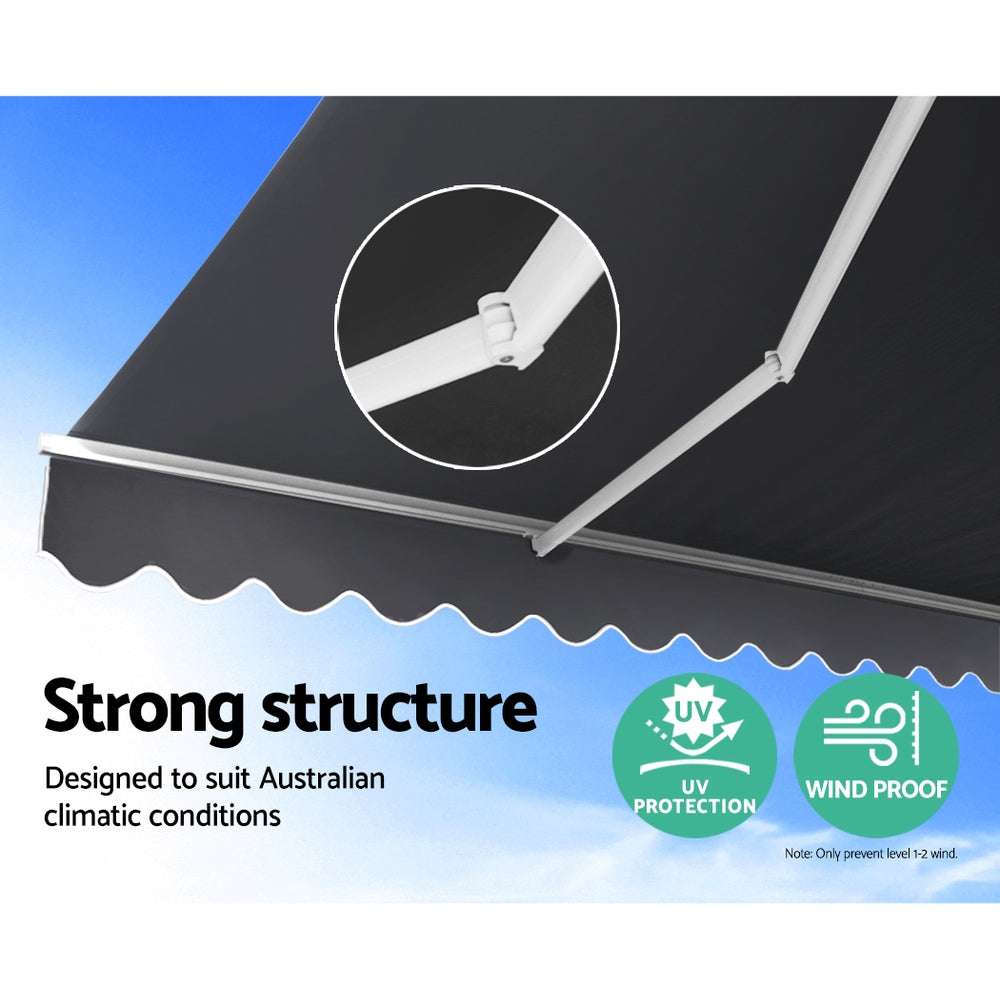 Retractable Folding Arm Awning Motorised Sunshade 3Mx2.5M Grey