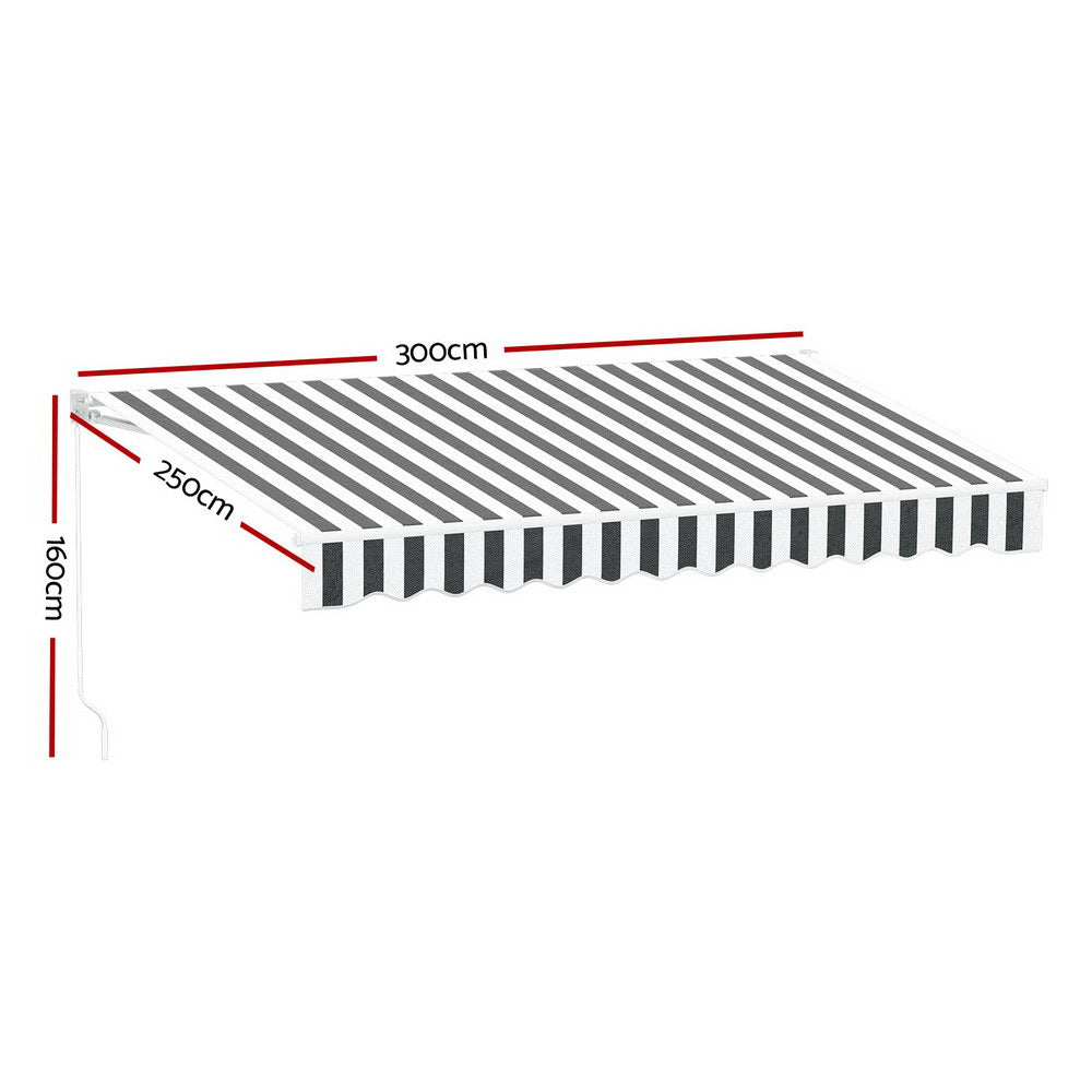 Retractable Folding Arm Awning Motorised Remoter Sunshade 2.5Mx2M