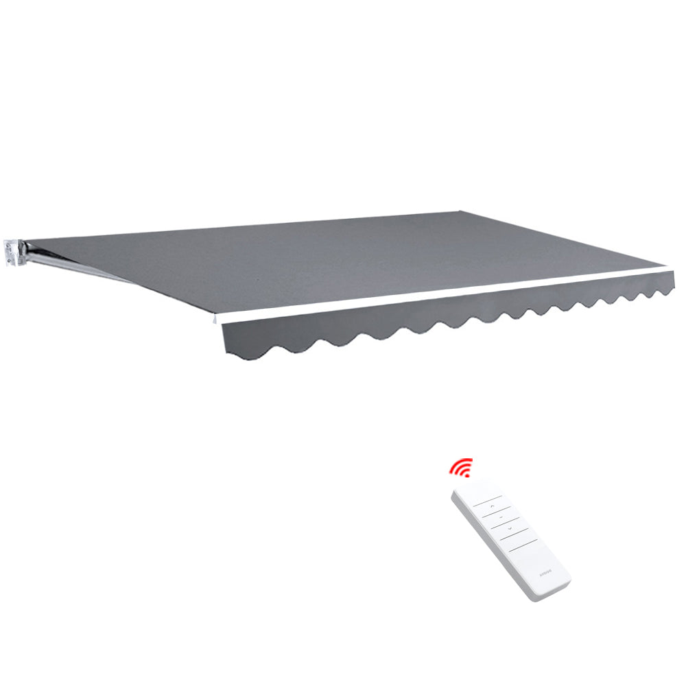 Folding Arm Awning Motorised Outdoor Sunshade - Grey with Grey colour
