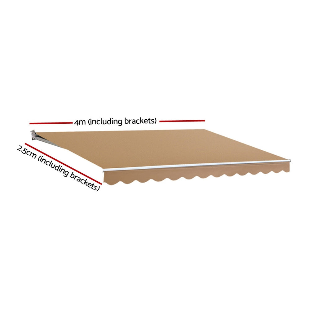 Awnings - Retractable Folding Arm Awning Motorised Sunshade 4Mx2.5M Beige