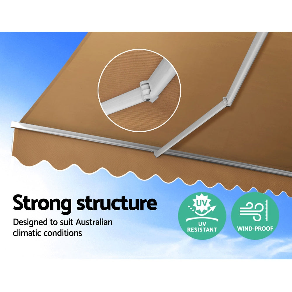 Retractable Folding Arm Awning Motorised Sunshade 4Mx2.5M Beige | Awnings