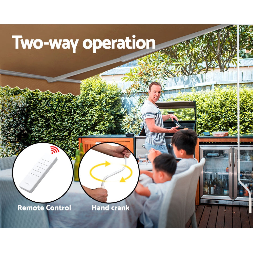 Retractable Folding Arm Awning Motorised Sunshade 4Mx2.5M Beige, Awnings