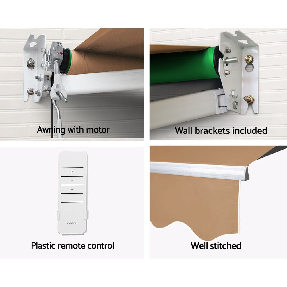 Retractable Folding Arm Awning Motorised Sunshade 4Mx2.5M Beige, Beige colour
