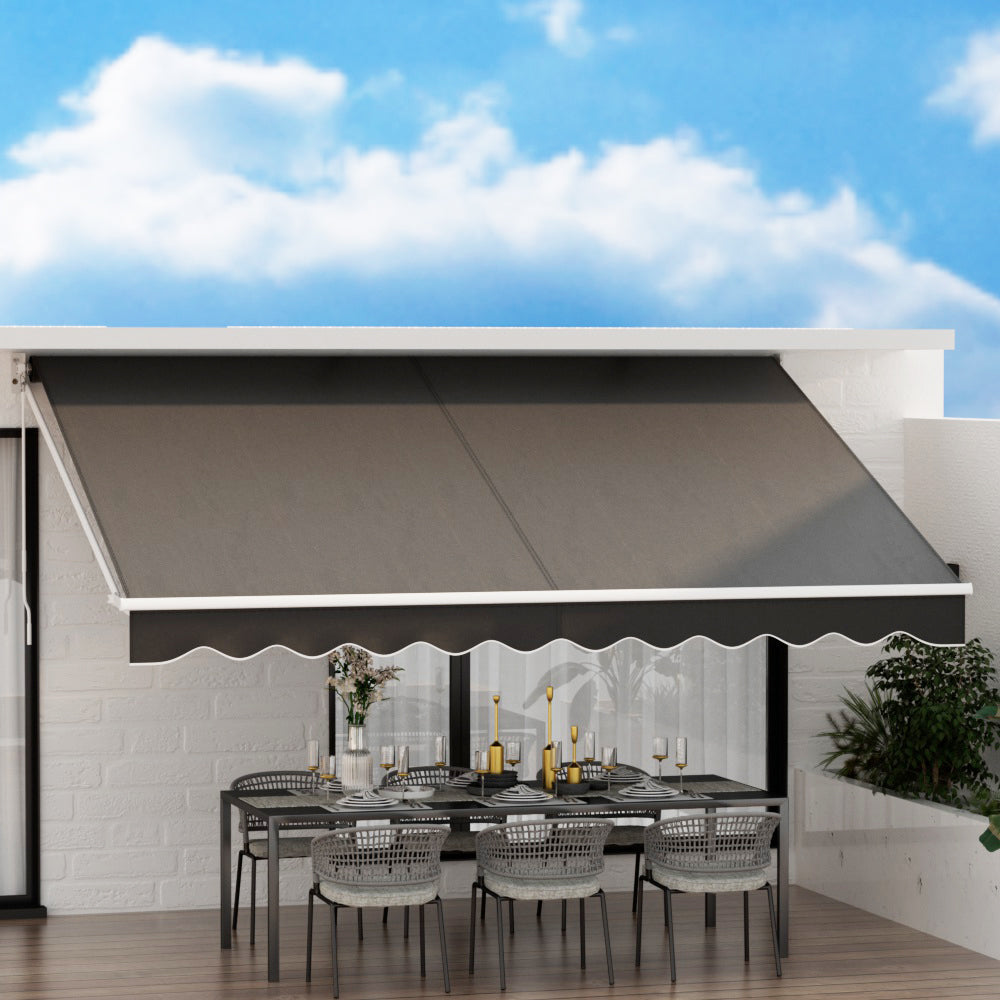 Awnings - Folding Arm Awning Motorised Outdoor Sunshade - Grey - photo 21