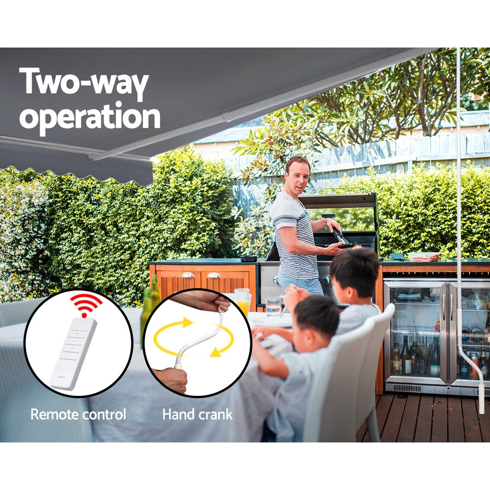 Retractable Folding Arm Awning Motorised Sunshade 4Mx2.5M Pearl Grey | Grey colour