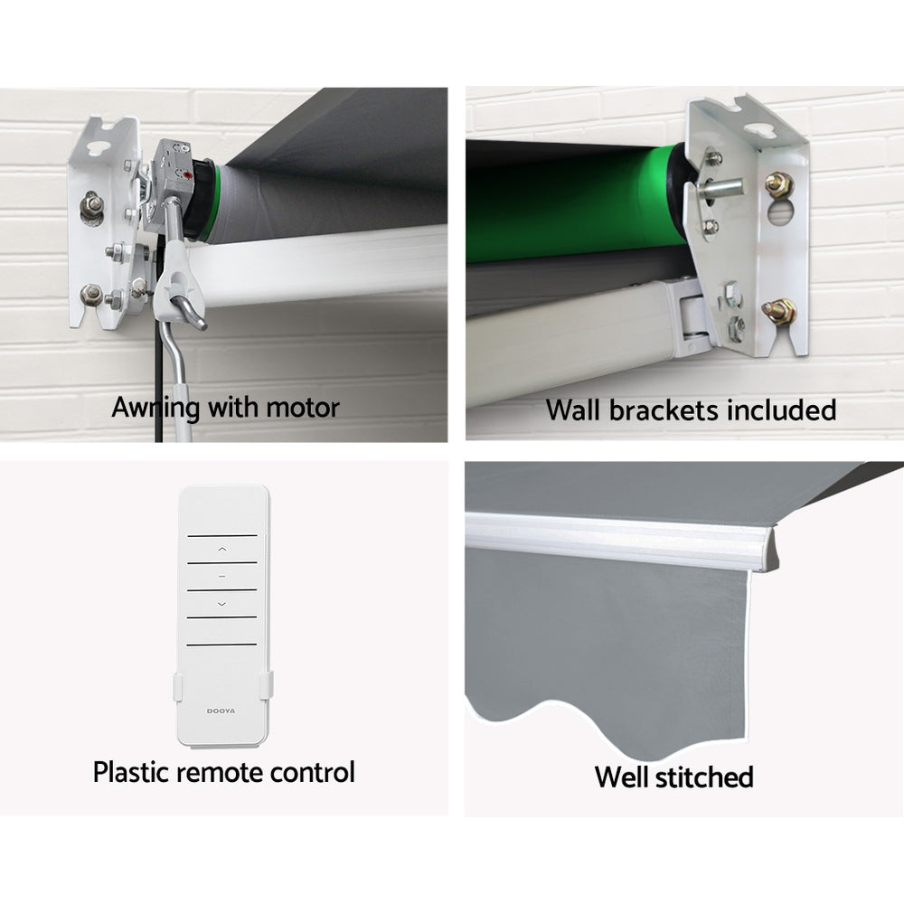 Retractable Folding Arm Awning Motorised Sunshade 4Mx2.5M Pearl Grey, Awnings