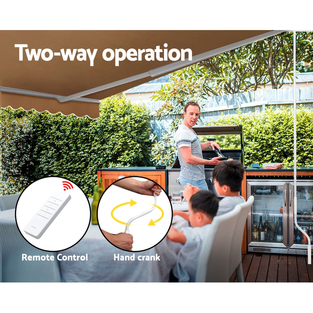 Folding Arm Awning Motorised Outdoor Sunshade - Grey with Awnings - photo 27