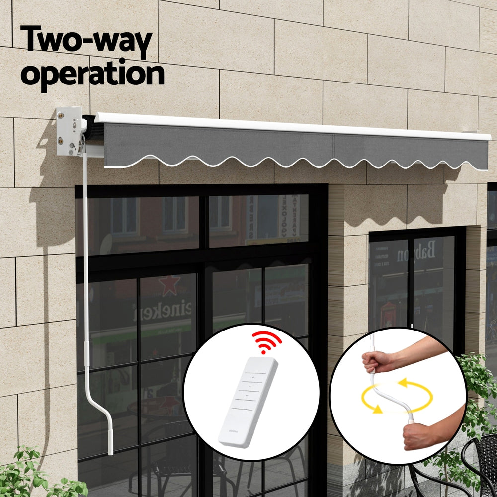 Folding Arm Awning Motorised Outdoor Sunshade - Grey - Awnings - photo 29