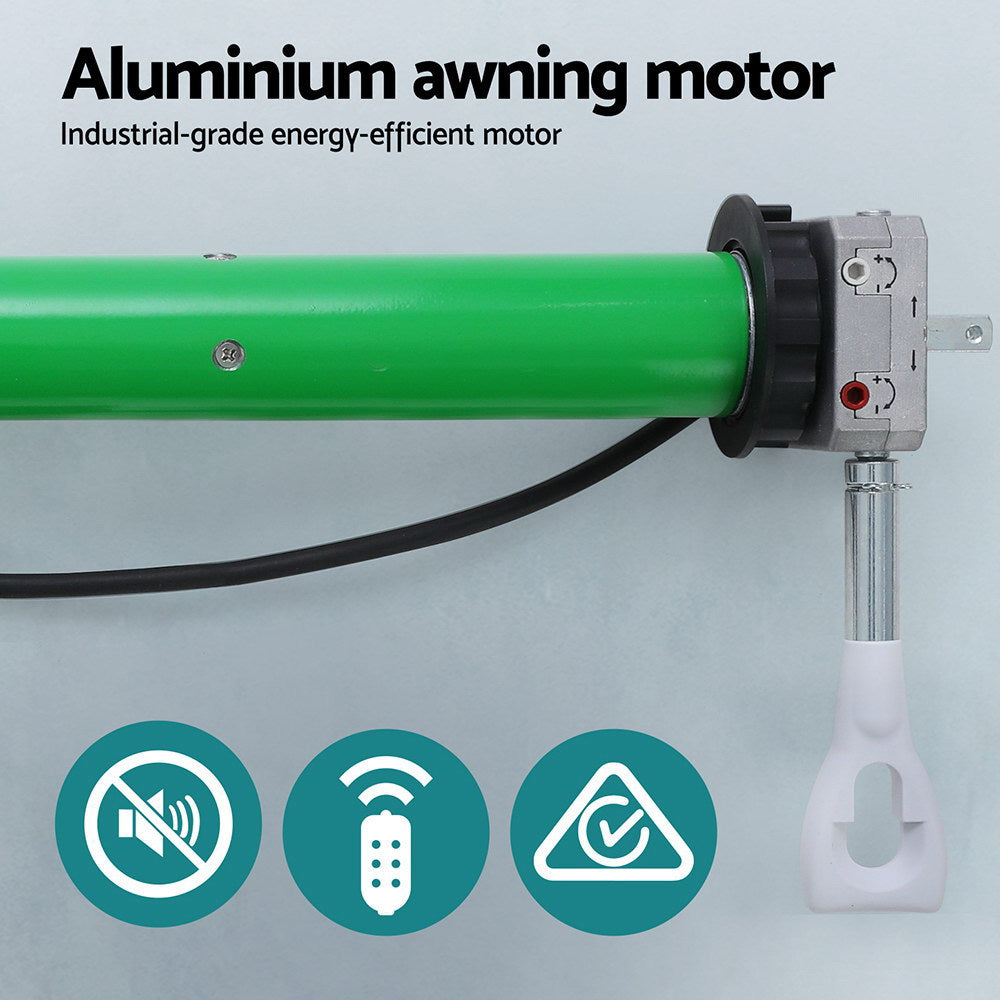 Retractable Folding Arm Awning Motorised Sunshade 4Mx3M Grey White | Grey colour
