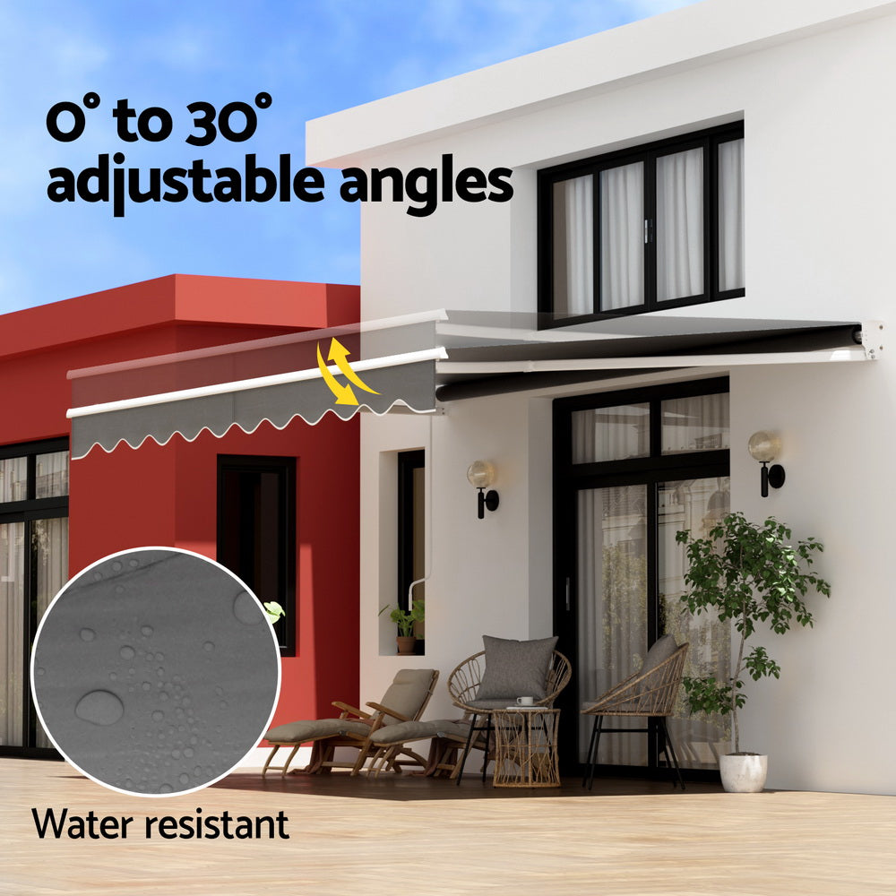 Folding Arm Awning Motorised Outdoor Sunshade - Grey - Awnings - photo 49