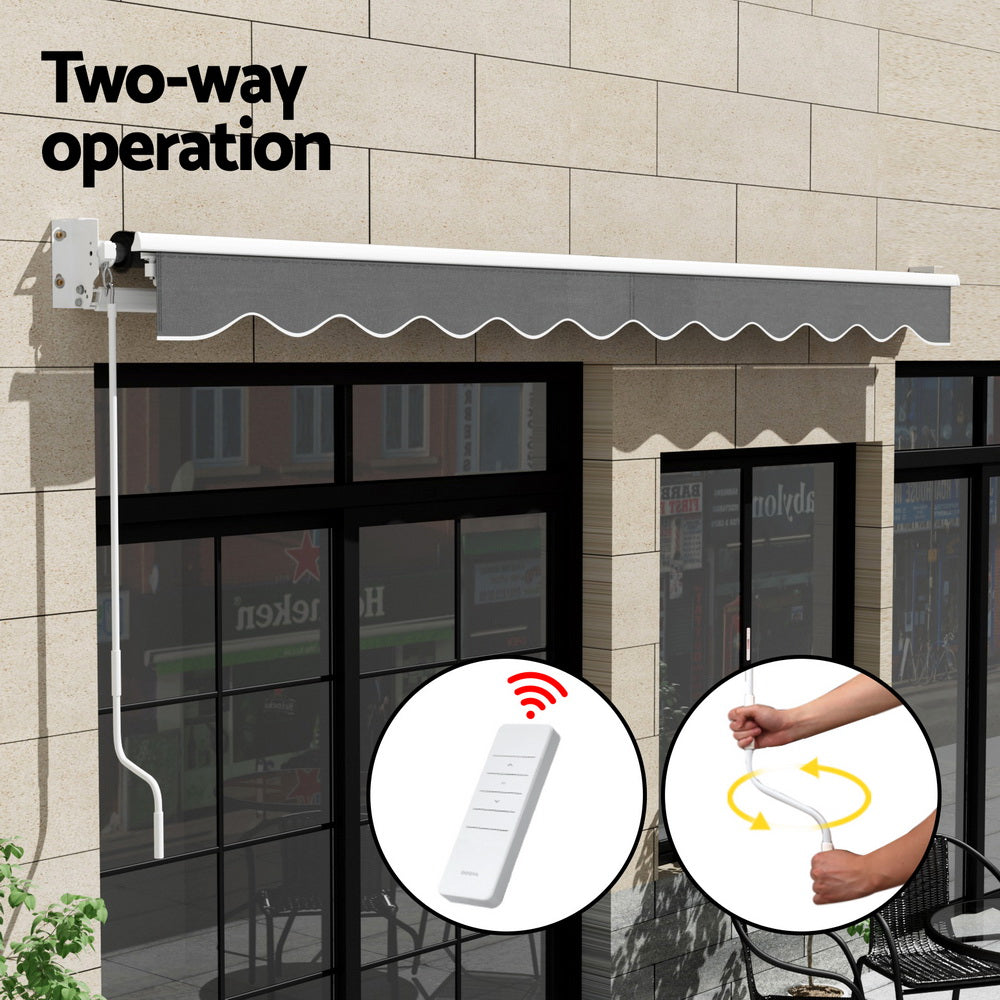 Folding Arm Awning Motorised Outdoor Sunshade - Grey | Awnings - photo 43