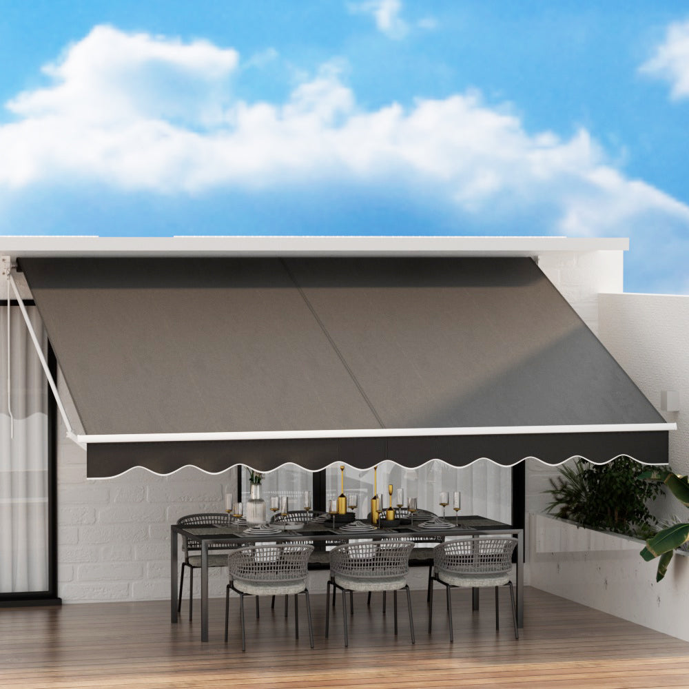 Folding Arm Awning Motorised Outdoor Sunshade - Grey, Grey colour - photo 56