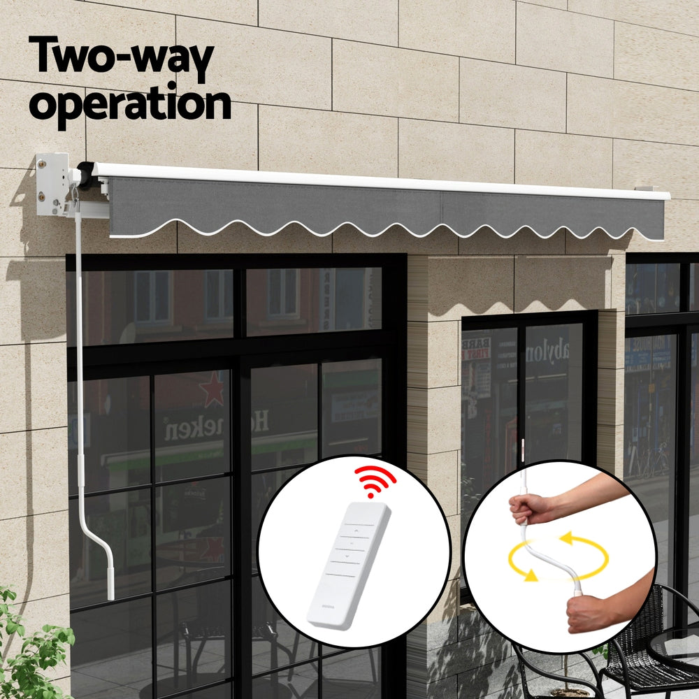 Folding Arm Awning Motorised Outdoor Sunshade - Grey - Grey colour - photo 50