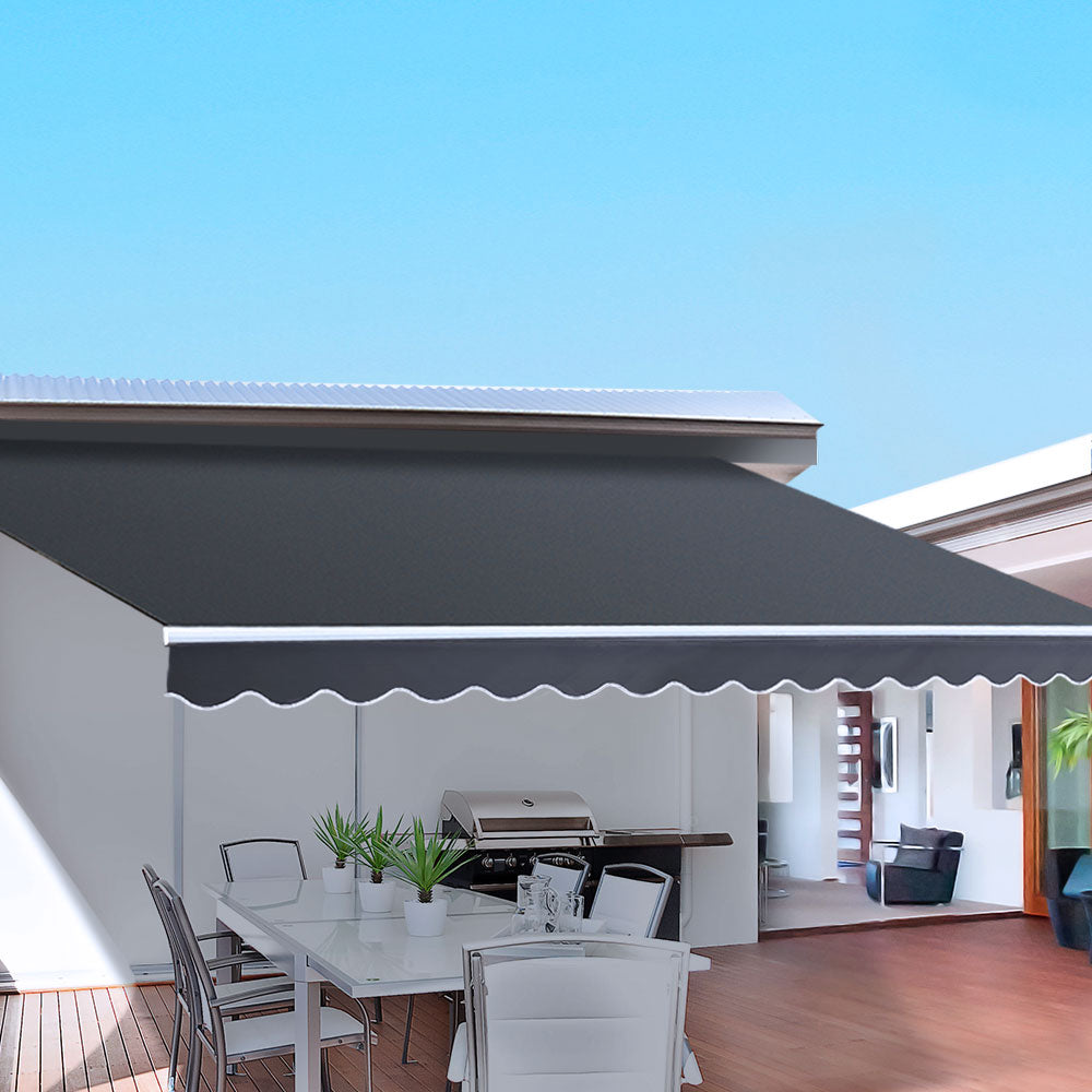 Retractable Folding Arm Awning Motorised Sunshade 5Mx3M Grey
