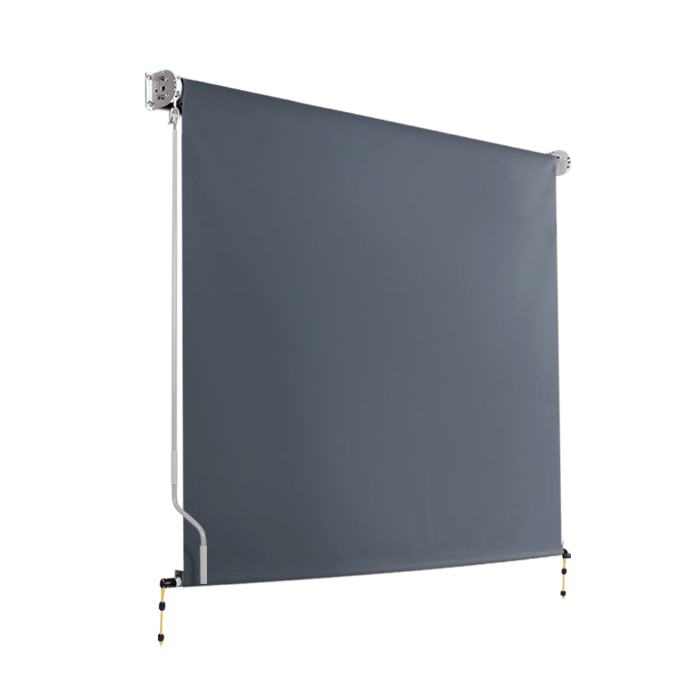 1.5X2.5M Outdoor Blinds Awning Roll Down Canopy Retractable Outdoor Blinds Window Shade Grey