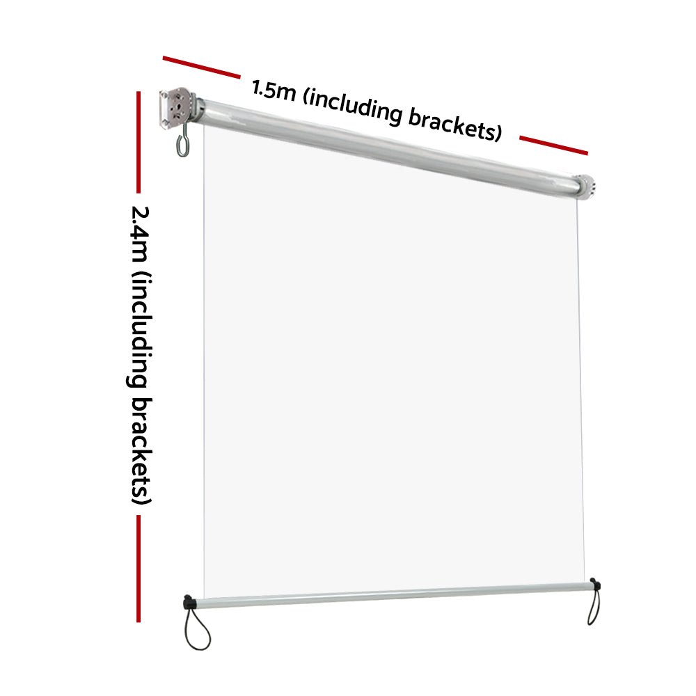 Transparent Outdoor Blinds Roll Down Awning 1.5x2.4M Window Shade
