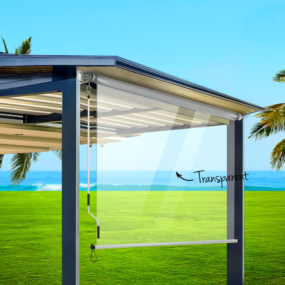Transparent Outdoor Blinds Roll Down Awning 1.5x2.4M Window Shade