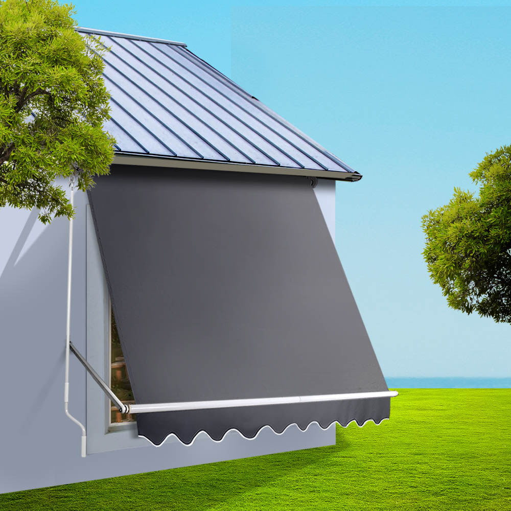 Window Fixed Pivot Arm Awning Outdoor Blinds Retractable Canopy1.8X2.1M - Awnings