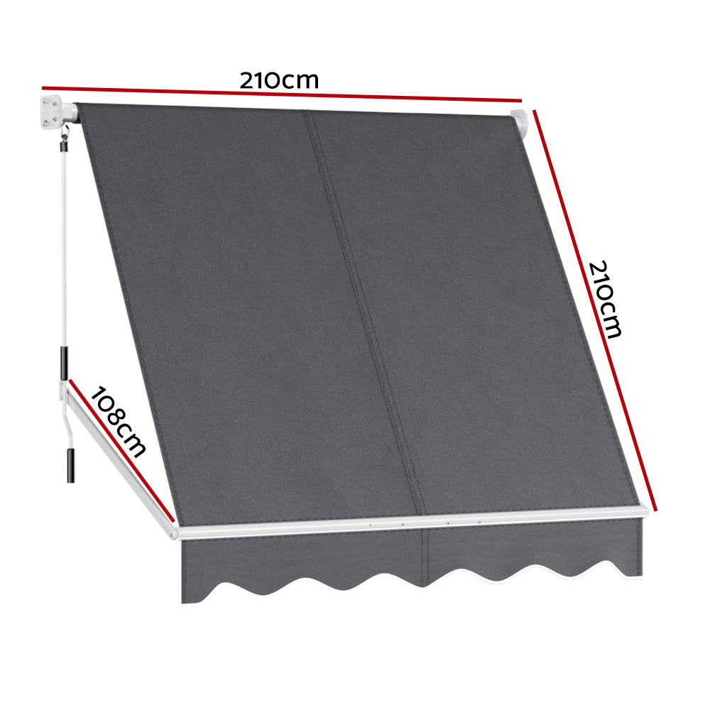 Fixed Pivot Arm Window Awning 2.1X2.1M Beige/Grey - Beige colour