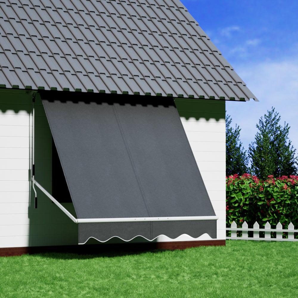 Fixed Pivot Arm Window Awning 2.1X2.1M Beige/Grey with Awnings
