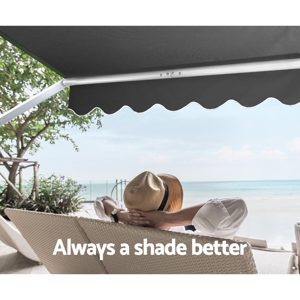 Window Fixed Pivot Arm Awning Outdoor Blinds Retractable Patio 2.4X2.1M