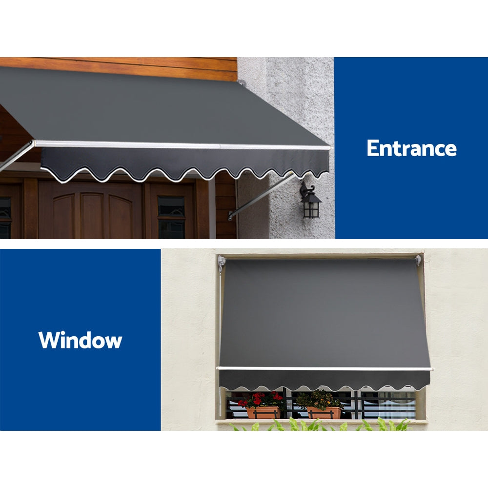 Window Fixed Pivot Arm Awning Outdoor Blinds Retractable Patio 2.4X2.1M