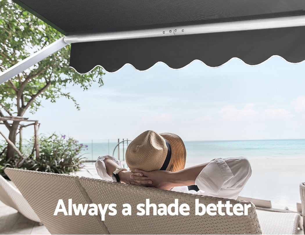 Window Fixed Pivot Arm Awning Patio Outdoor Blinds Retractable 2.8X2.1M