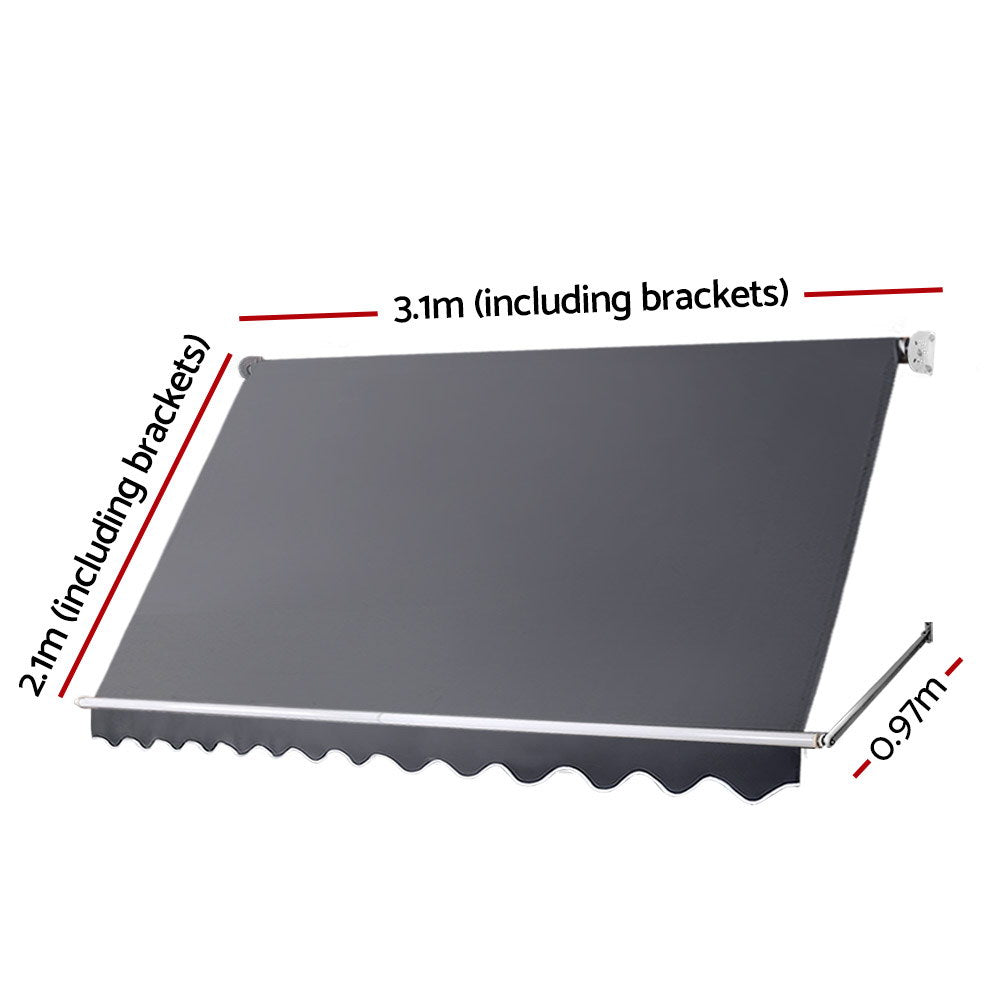 Window Fixed Pivot Arm Awning Outdoor Blinds Retractable Canopy3.1X2.1M | Awnings