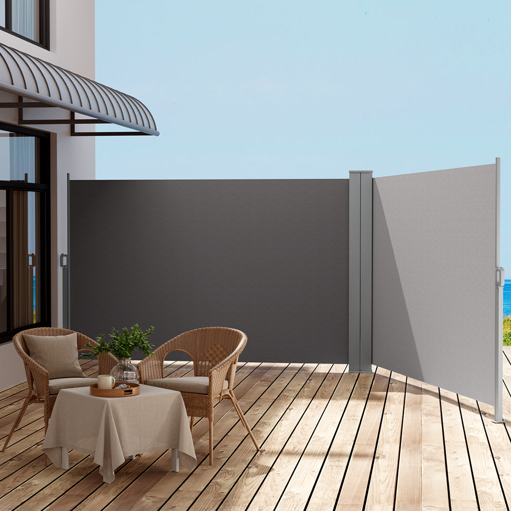 Retractable Side Awning Sun Shade 1.8x6M Grey Outdoor