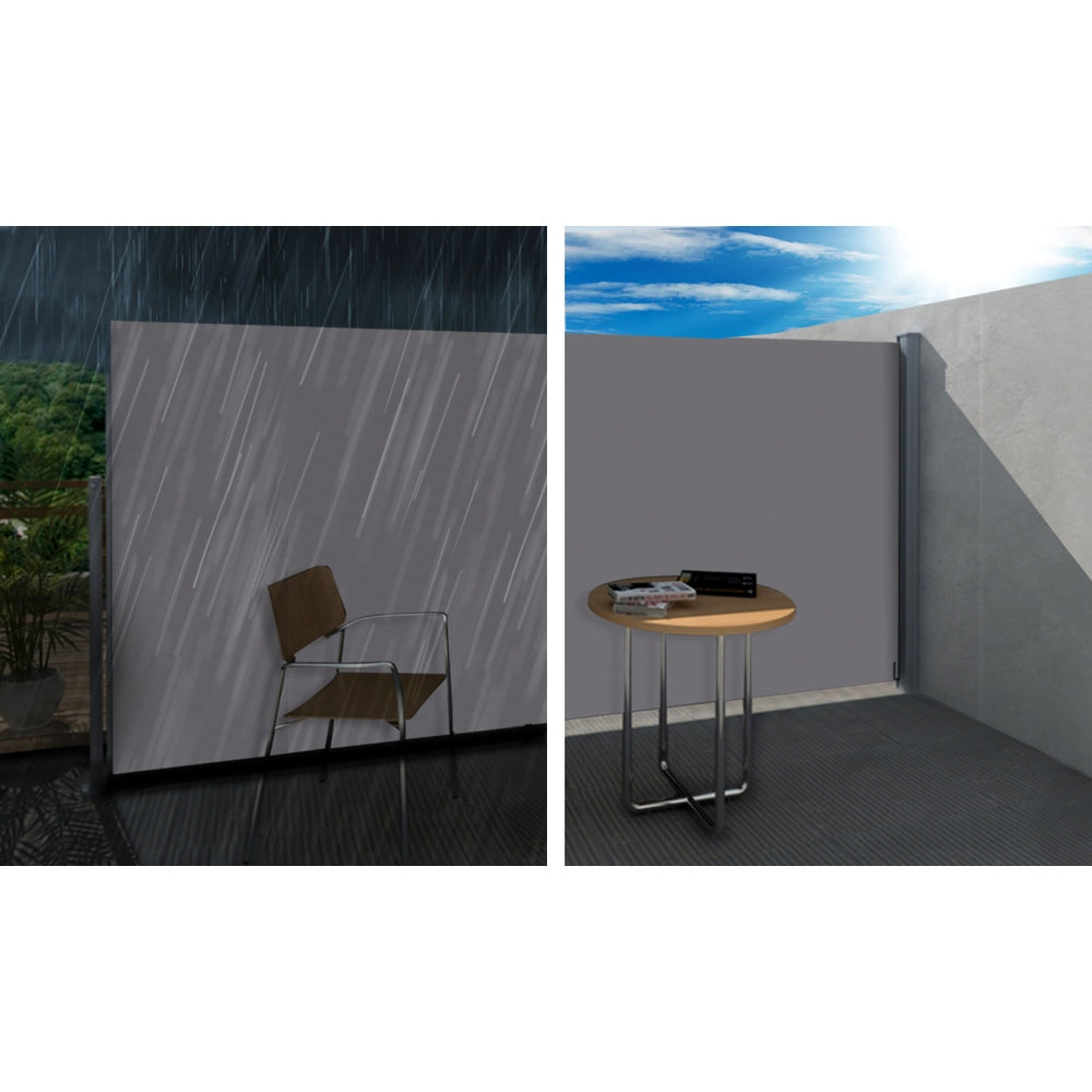 Side Awning Sun Shade Outdoor Blinds Retractable Screen 1.4X3M Gr