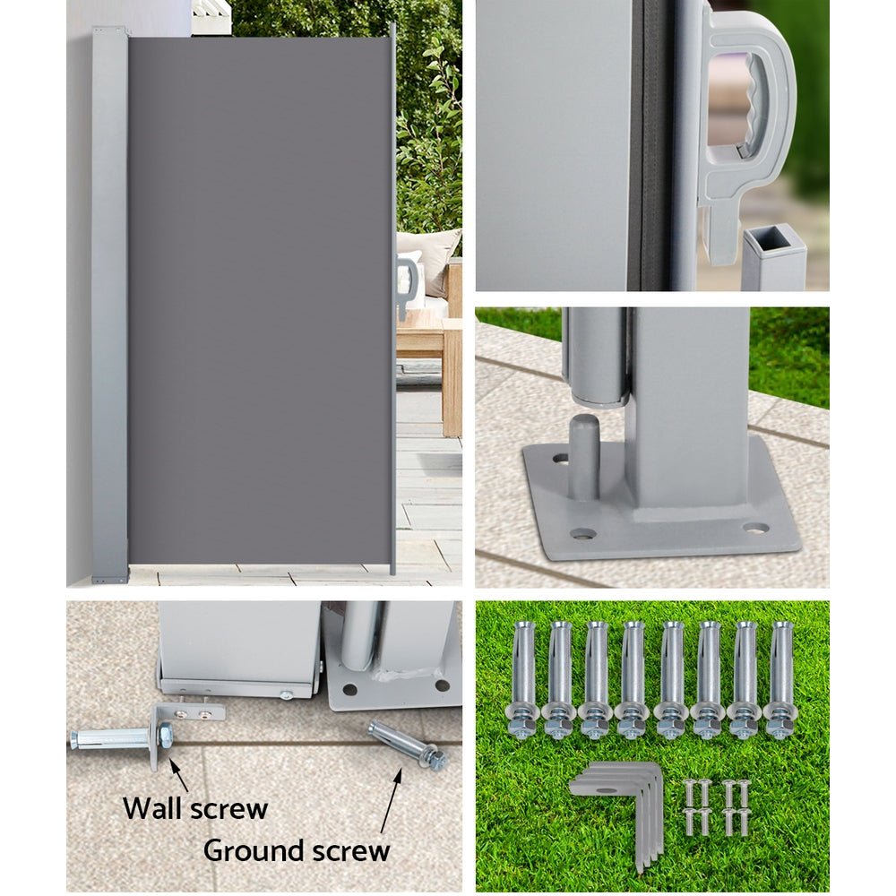 Side Awning Sun Shade Outdoor Blinds Retractable Screen 1.4X3M Gr