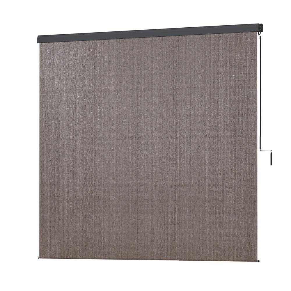 Brown colour - 3X2.5M Outdoor Blinds Awning Roll Down Retractable Knit Fabric Outdoor Blinds Window Shade Brown