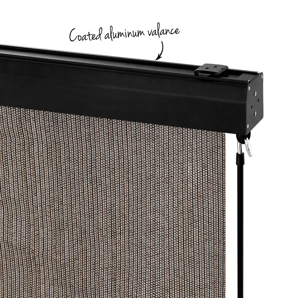 3X2.5M Outdoor Blinds Awning Roll Down Retractable Knit Fabric Outdoor Blinds Window Shade Brown | Awnings