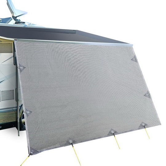 Caravan Privacy Screen 4.3X1.95M End Wall Side Sun Shade, Grey - Awning