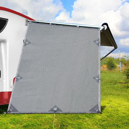 Caravan Privacy Screen 1.95X2.2M Sun Shade End Wall Side, Grey - Roll Out Awning