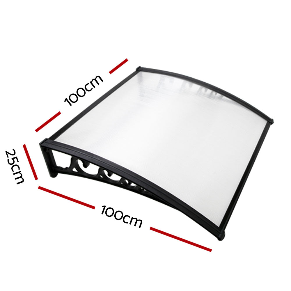 Window Door Awning 1Mx1M Transparent Hollow Sheet Plastic Frame