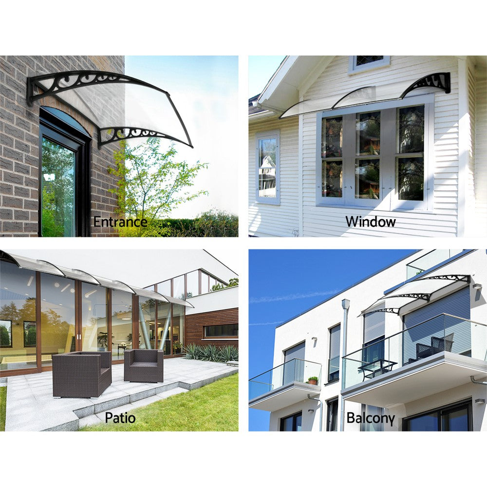 Window Door Awning 1Mx1M Transparent Hollow Sheet Plastic Frame