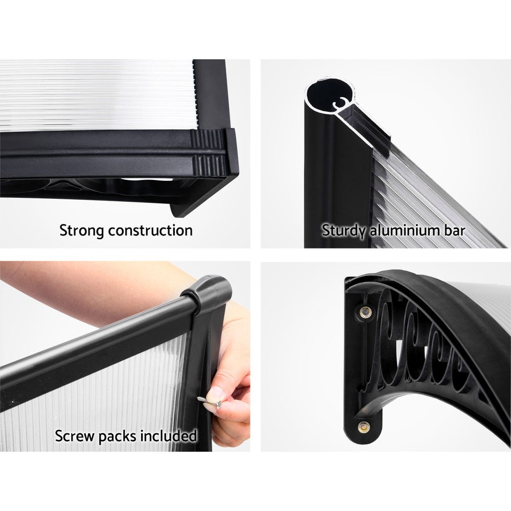 Window Door Awning 1Mx1M Transparent Hollow Sheet Plastic Frame