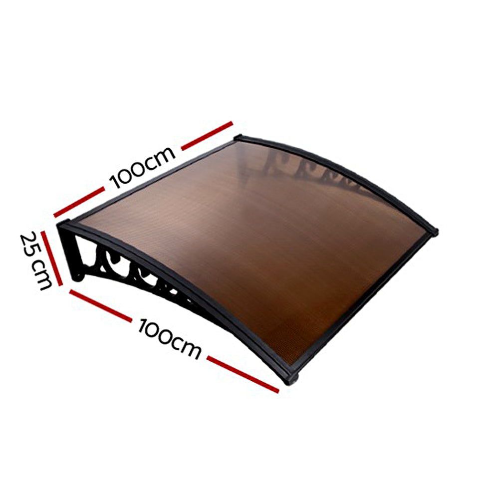 Window Door Awning? 1Mx1M Brown Hollow Sheet Plastic Frame