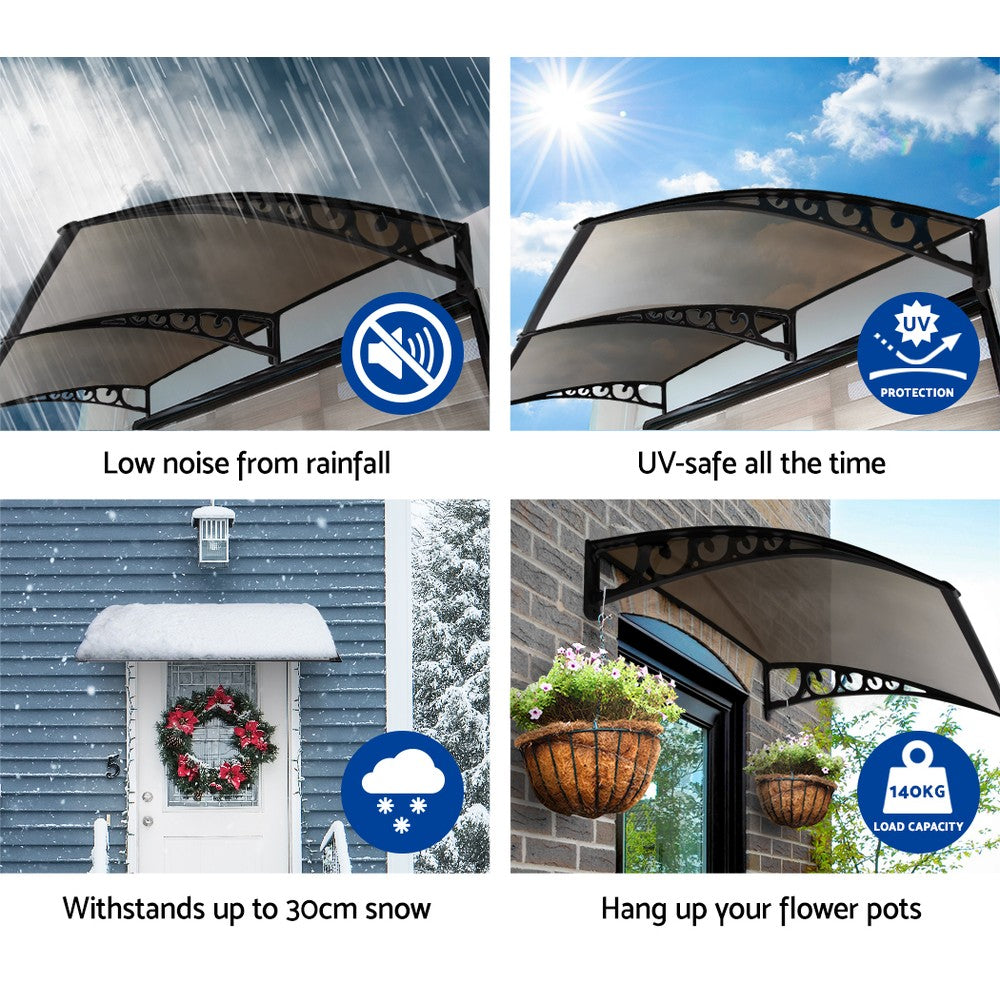 Window Door Awning? 1Mx1M Brown Hollow Sheet Plastic Frame