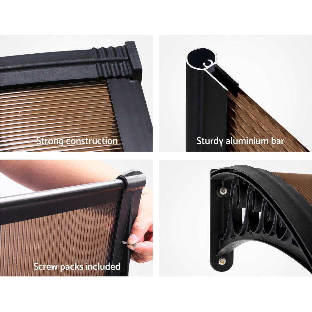 Window Door Awning? 1Mx1M Brown Hollow Sheet Plastic Frame