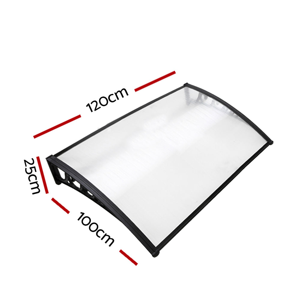 Window Door Awning 1Mx1.2M Transparent Hollow Sheet Plastic Frame