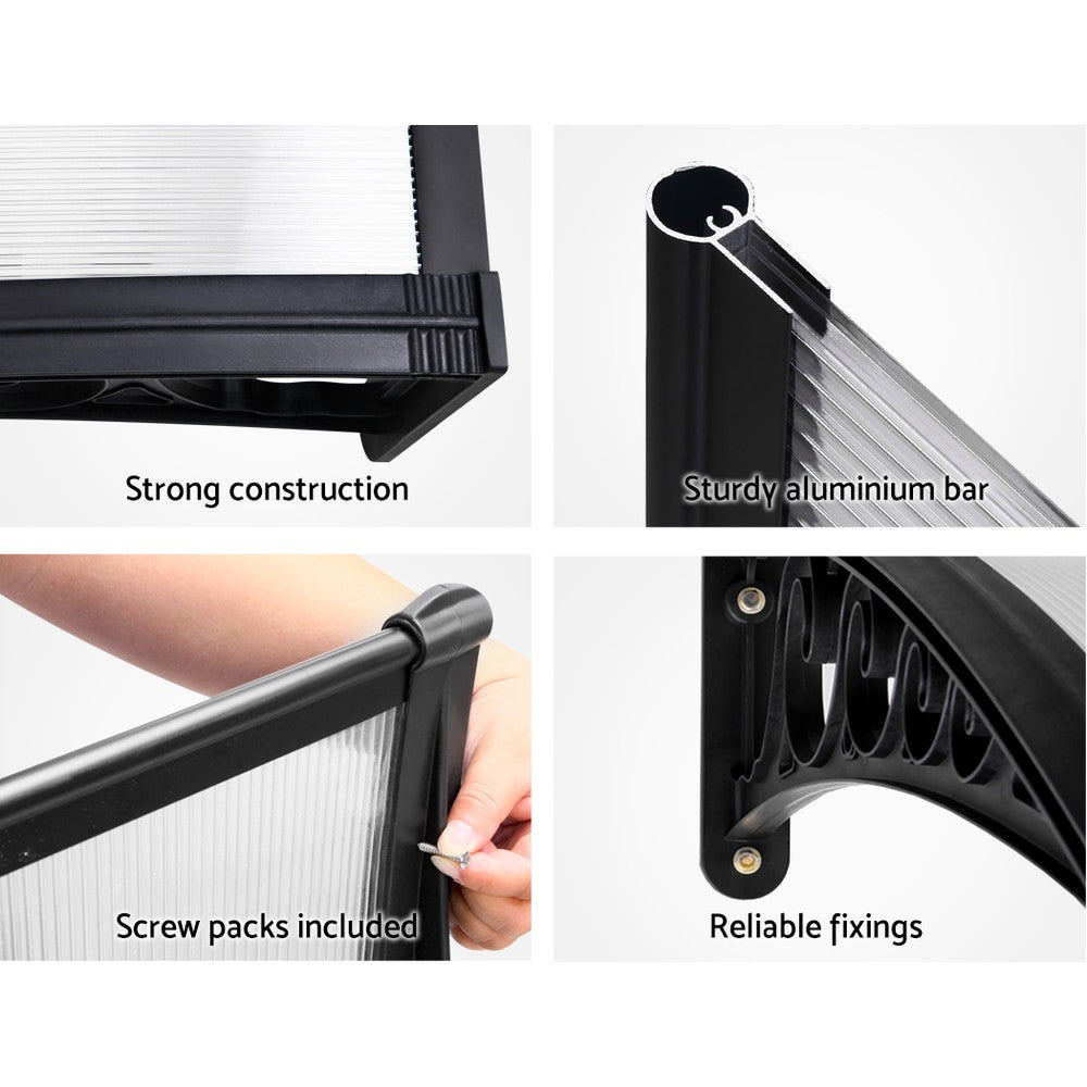 Window Door Awning 1Mx1.2M Transparent Hollow Sheet Plastic Frame