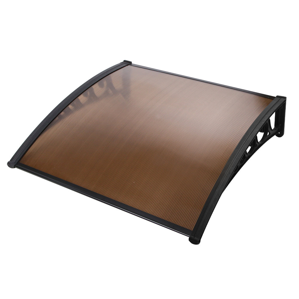 Awnings - Window Door Awning 1Mx1.2M Brown Hollow Sheet Plastic Frame