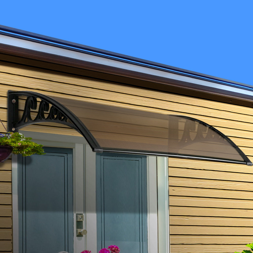 Window Door Awning 1Mx1.2M Brown Hollow Sheet Plastic Frame - Outdoor Canopy Patio Diy