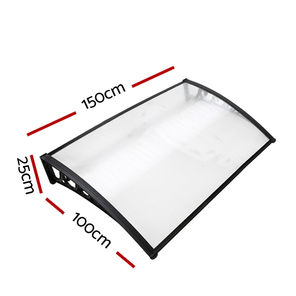 Window Door Awning 1Mx1.5M Transparent Hollow Sheet Plastic Frame