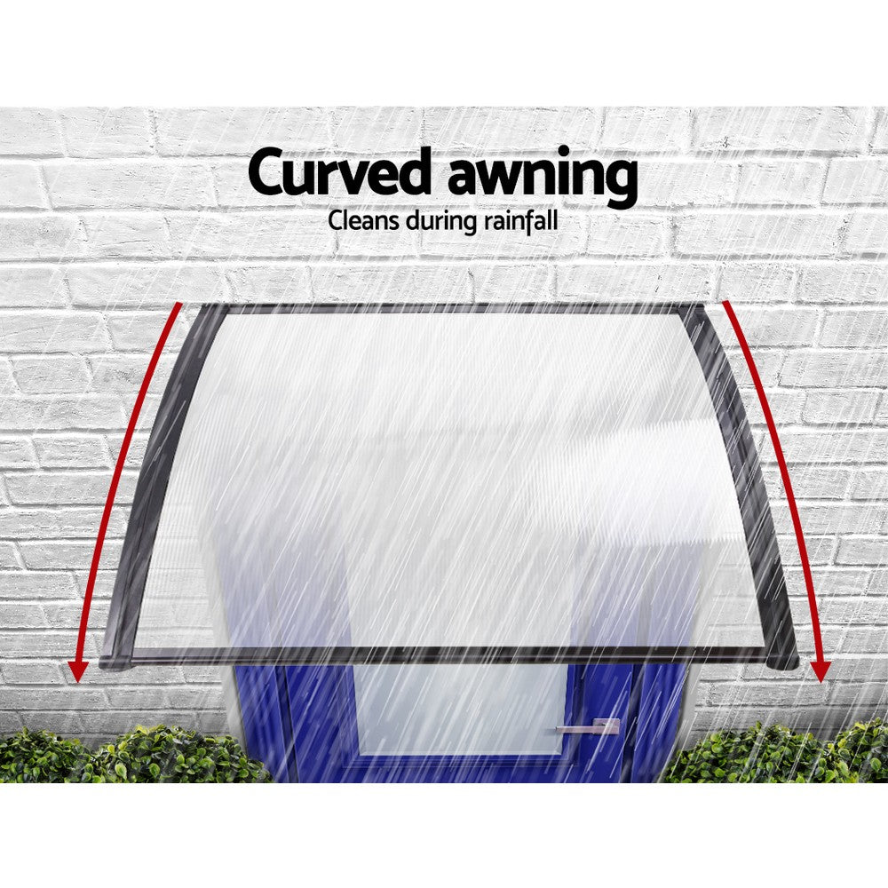 Window Door Awning 1Mx1.5M Transparent Hollow Sheet Plastic Frame
