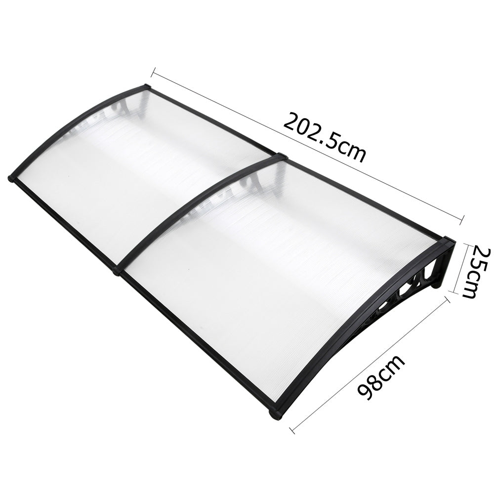 Window Awning Door Canopy 1Mx2M Transparent Hollow Sheet Plastic Frame